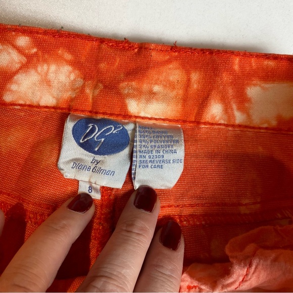 DG2 by Diane Gilman Jeans Stretch Orange Tie Dye Boho Hippie Sz 8 - Picture 2 of 8